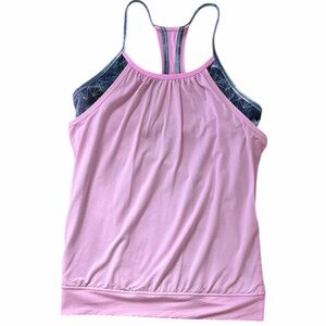 IVIVVA Girls Sz 14 Halter Back Tennis Golf Pink Blue Athletic Tank Top